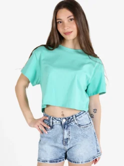 Solada T-shirt crop donna in cotone oversize