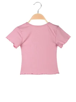 Solada T-shirt da bambina a costine con borsetta