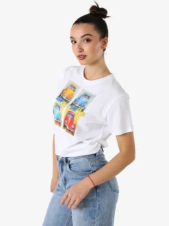 Solada T-shirt da donna in cotone con stampa e strass - giallo