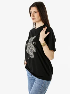 Solada T-shirt da donna in cotone con strass - nero