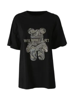 Solada T-shirt da donna in cotone con strass - nero