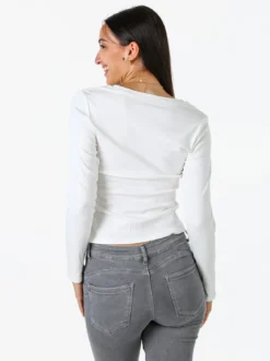 Solada T-shirt donna a maniche lunghe con scollo tondo - bianco