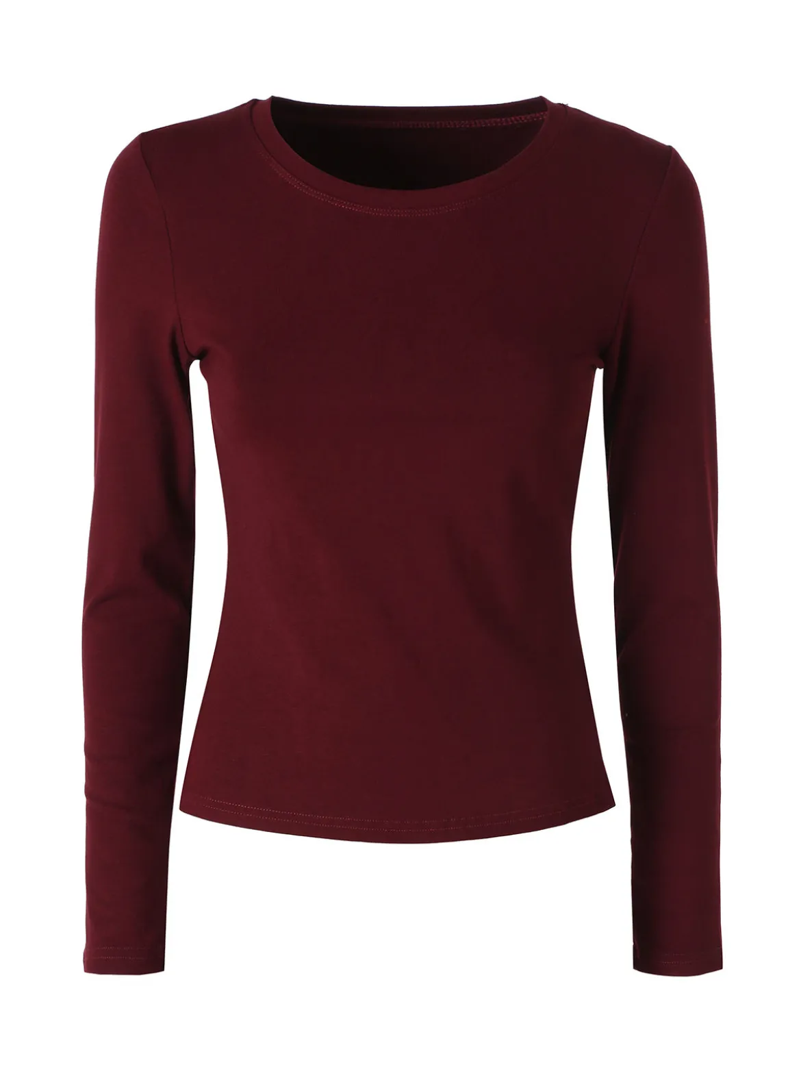 Solada T-shirt donna a maniche lunghe con scollo tondo - bordeaux