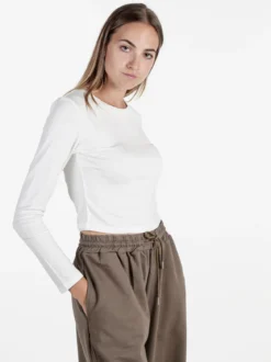 Solada T-shirt donna a maniche lunghe in viscosa - bianco