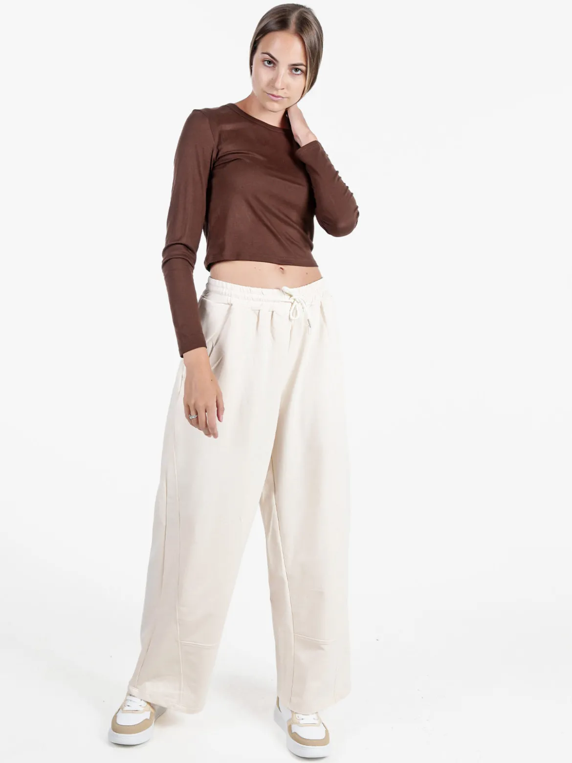 Solada T-shirt donna a maniche lunghe in viscosa - marrone