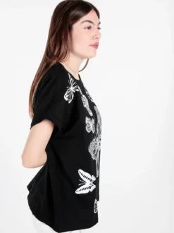 Solada T-shirt donna con stampa farfalle e dettagli strass