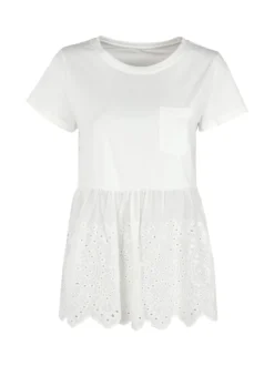 Solada T-shirt donna con taschino e ricami macramè