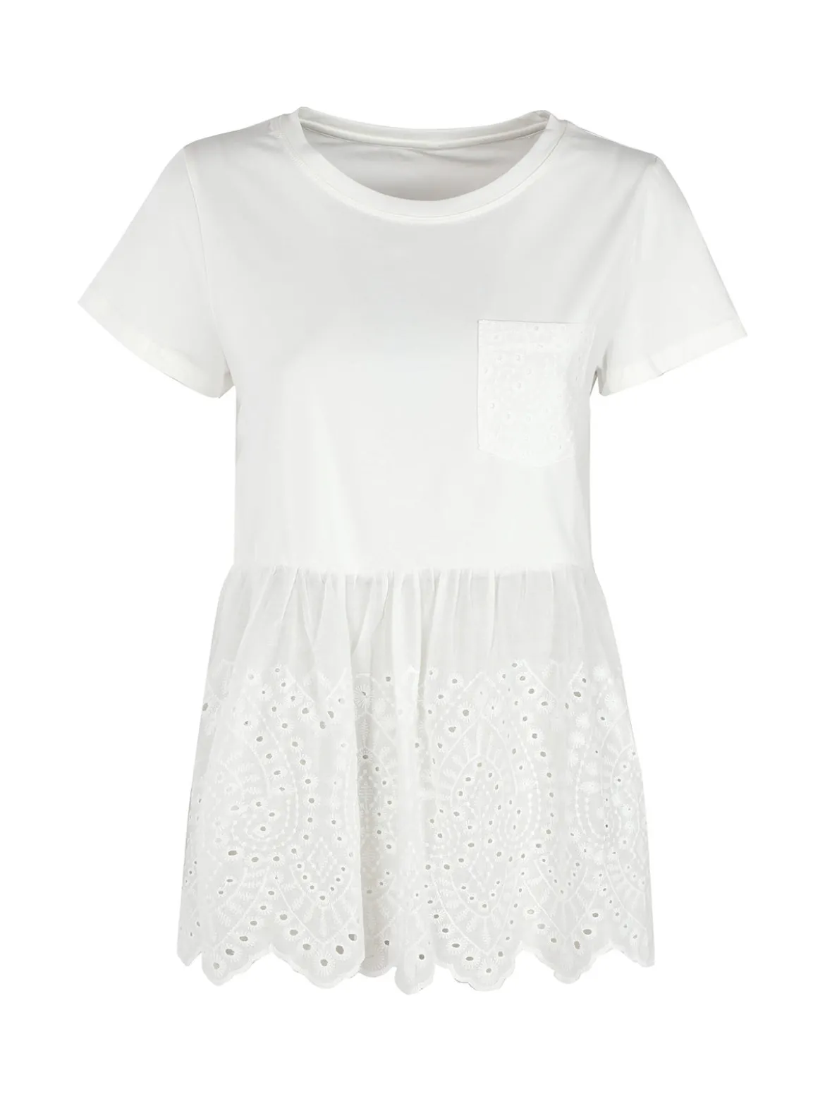 Solada T-shirt donna con taschino e ricami macramè