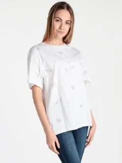 Solada T-shirt donna cuori con piccole borchie