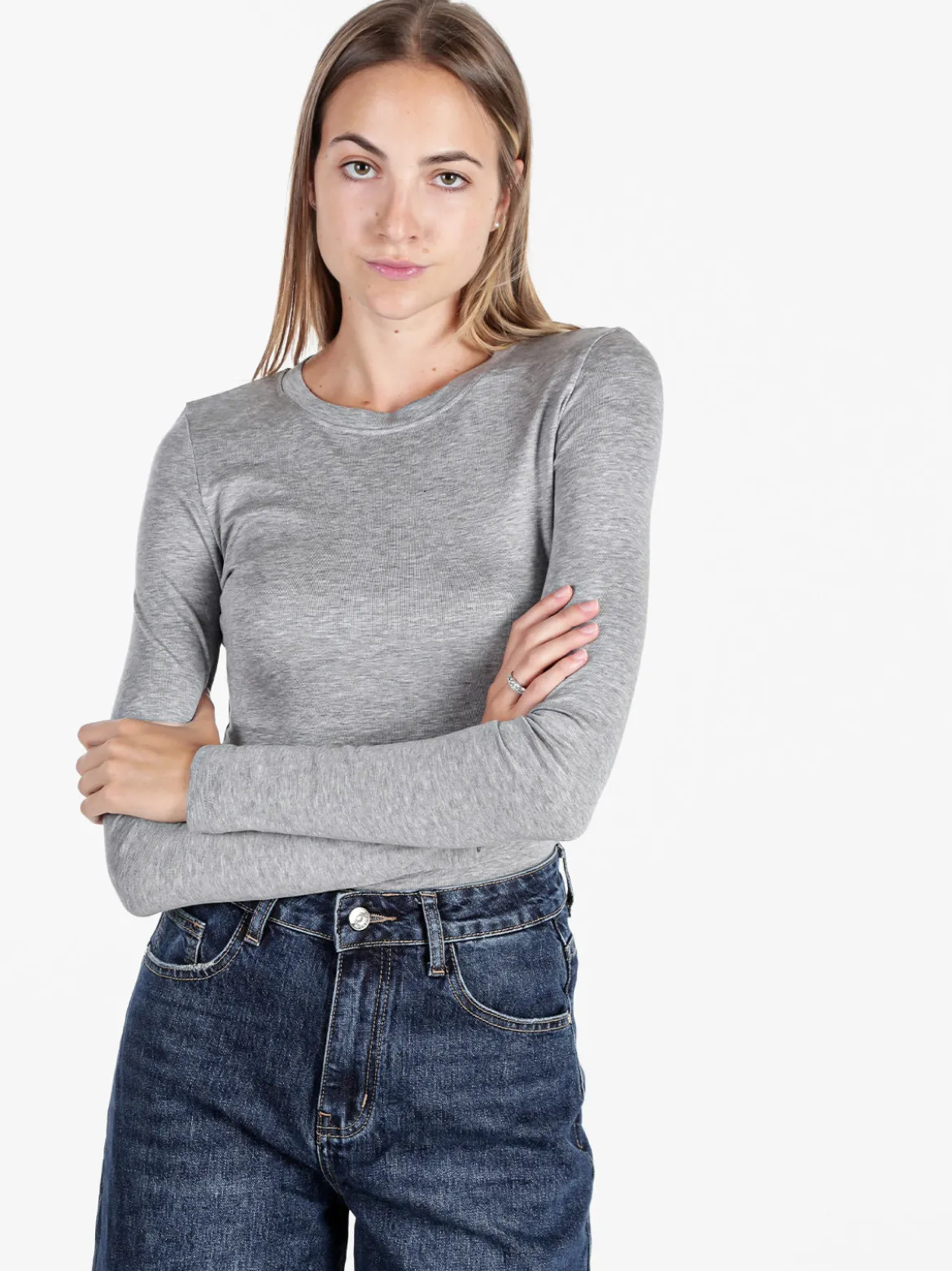 Solada T-shirt donna girocollo a maniche lunghe - grigio