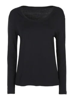 Solada T-shirt donna girocollo a maniche lunghe in cotone - nero