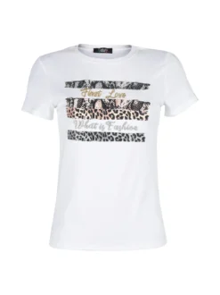 Solada T-shirt donna in cotone con dettagli animalier