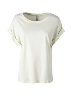 Solada T-shirt donna in cotone con giromaniche risvoltate - panna