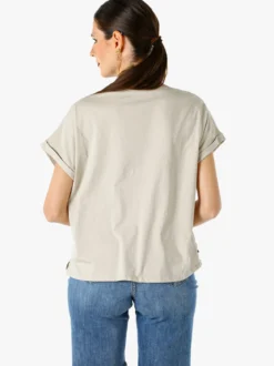 Solada T-shirt donna in cotone con scollo a barca - beige
