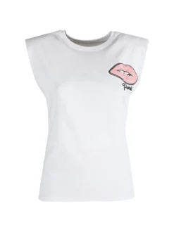 Solada T-shirt donna in cotone con spalline imbottite
