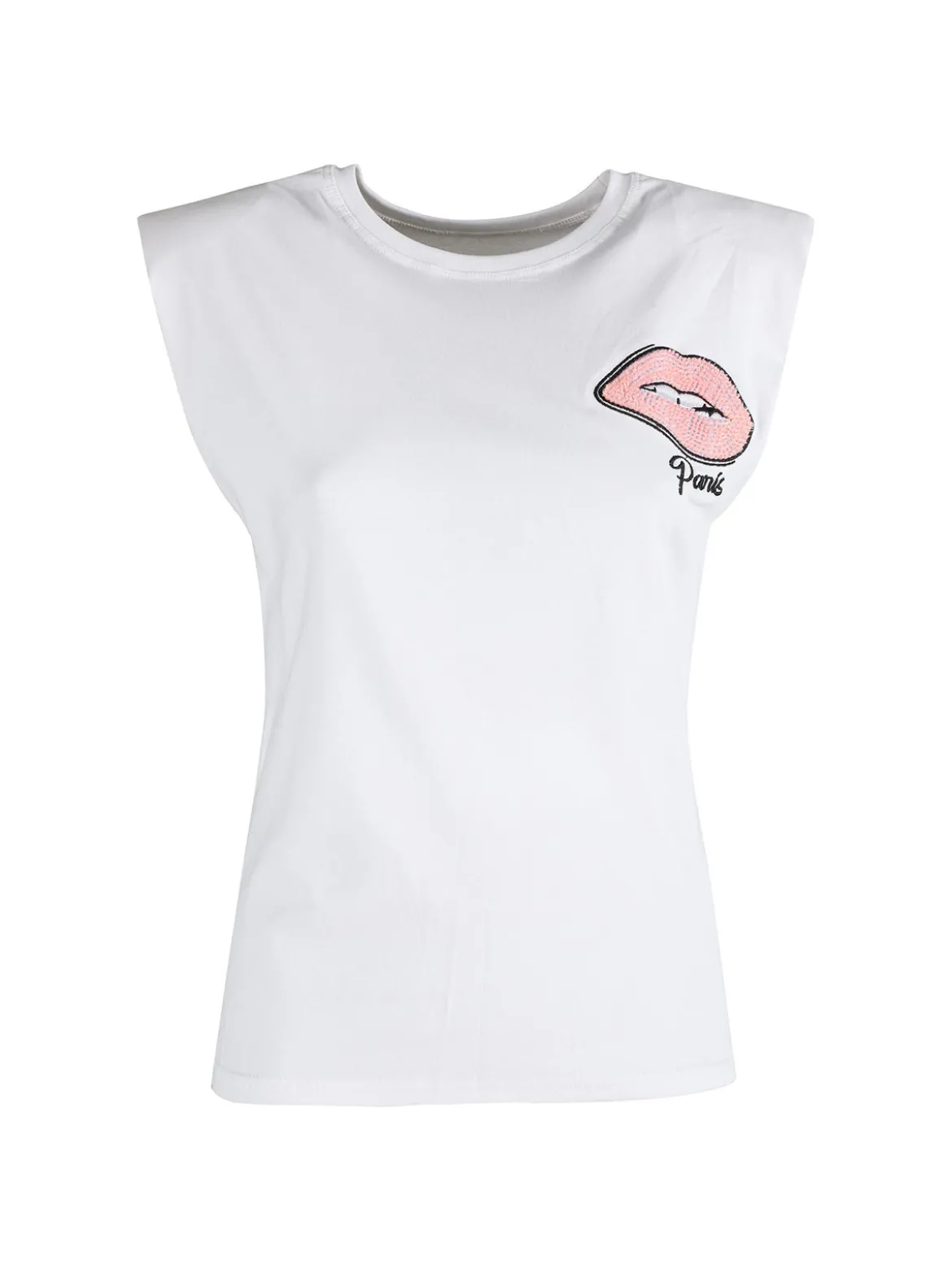 Solada T-shirt donna in cotone con spalline imbottite