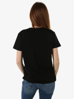 Solada T-shirt donna in cotone con stampa disegno e strass - nero