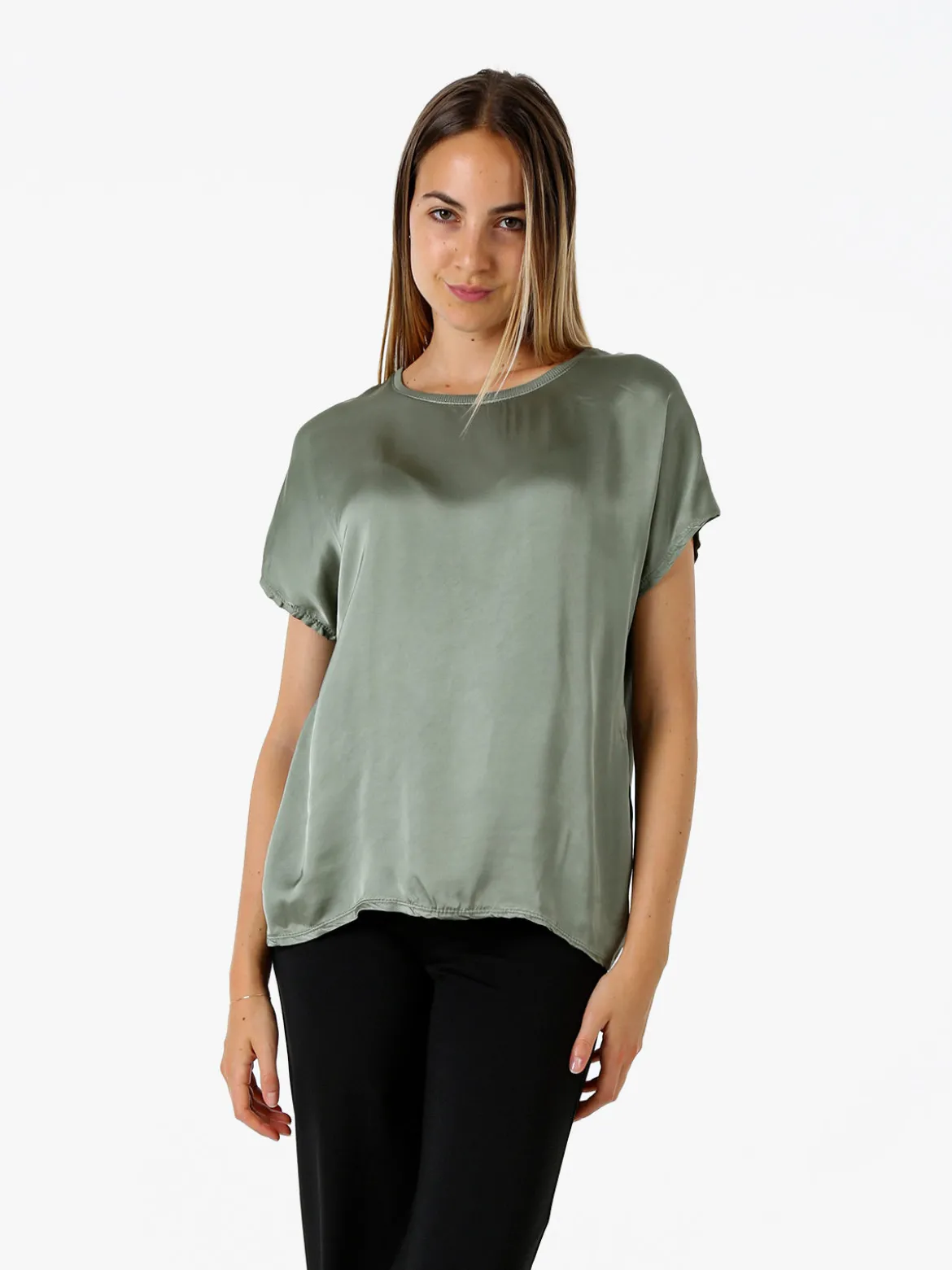 Solada T-shirt donna in viscosa e seta - verde