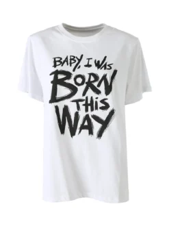 Solada T-shirt donna oversize con spalline imbottite e stampa - bianco