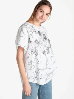Solada T-shirt donna oversize con stampa disegni e strass