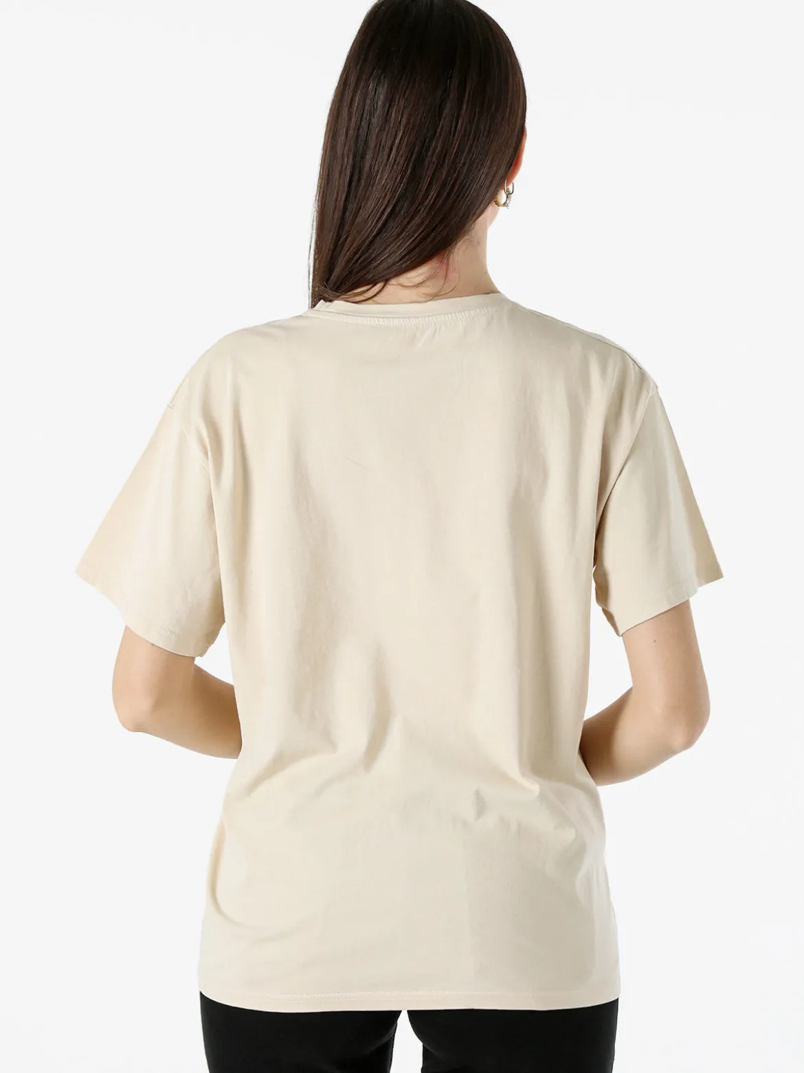 Solada T-shirt donna oversize con strass - beige