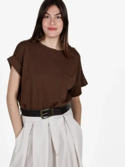 Solada T-shirt donna oversize con taschino