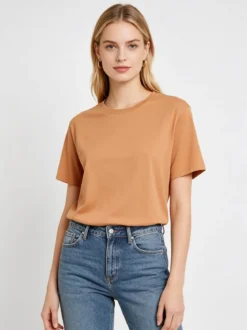 Solada T-shirt donna oversize in cotone - cammello