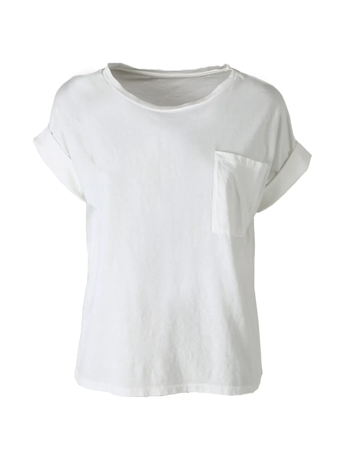 Solada T-shirt donna oversize in cotone con taschino - bianco