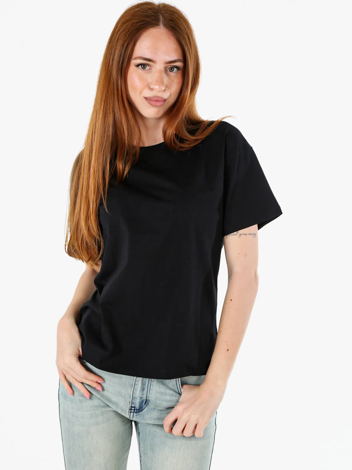 Solada T-shirt donna oversize in cotone elasticizzato - nero