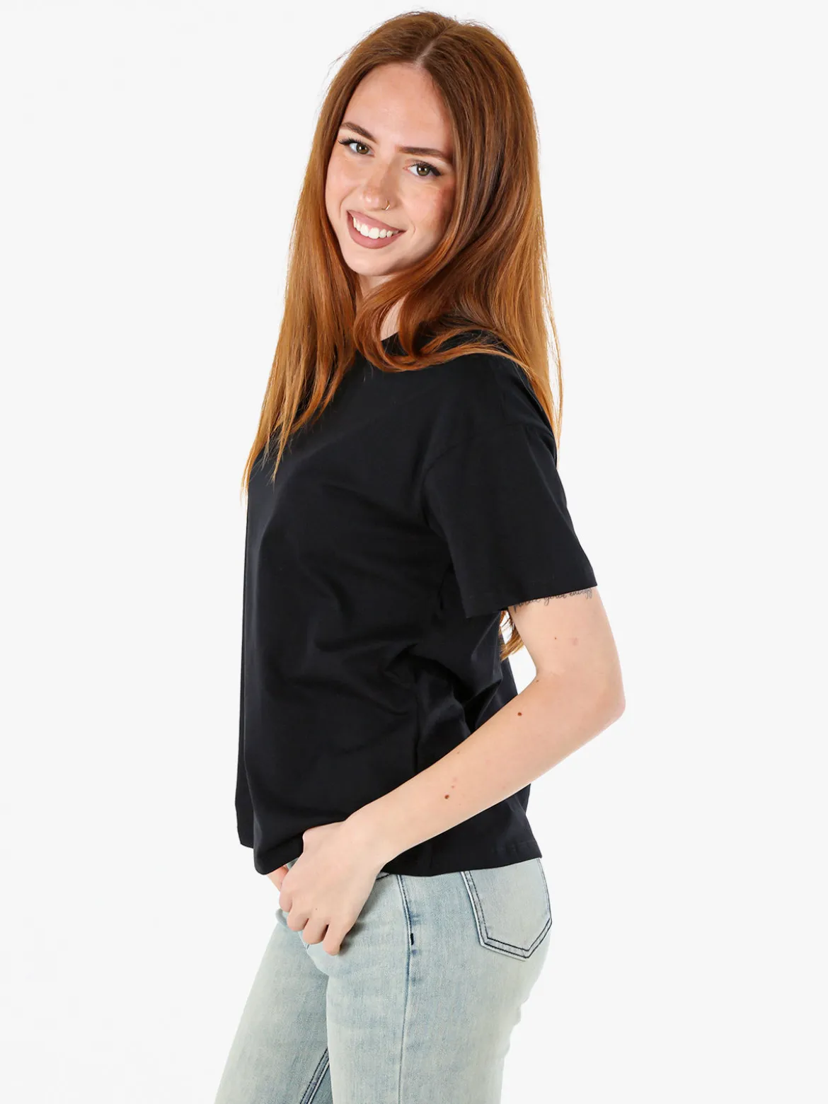 Solada T-shirt donna oversize in cotone elasticizzato - nero