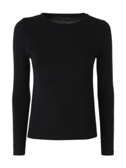 Solada T-shirt girocollo da donna a maniche lunghe - nero