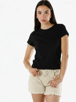 Solada T-shirt girocollo da donna in cotone elasticizzato - nero