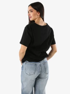 Solada T-shirt girocollo da donna in cotone oversize - nero