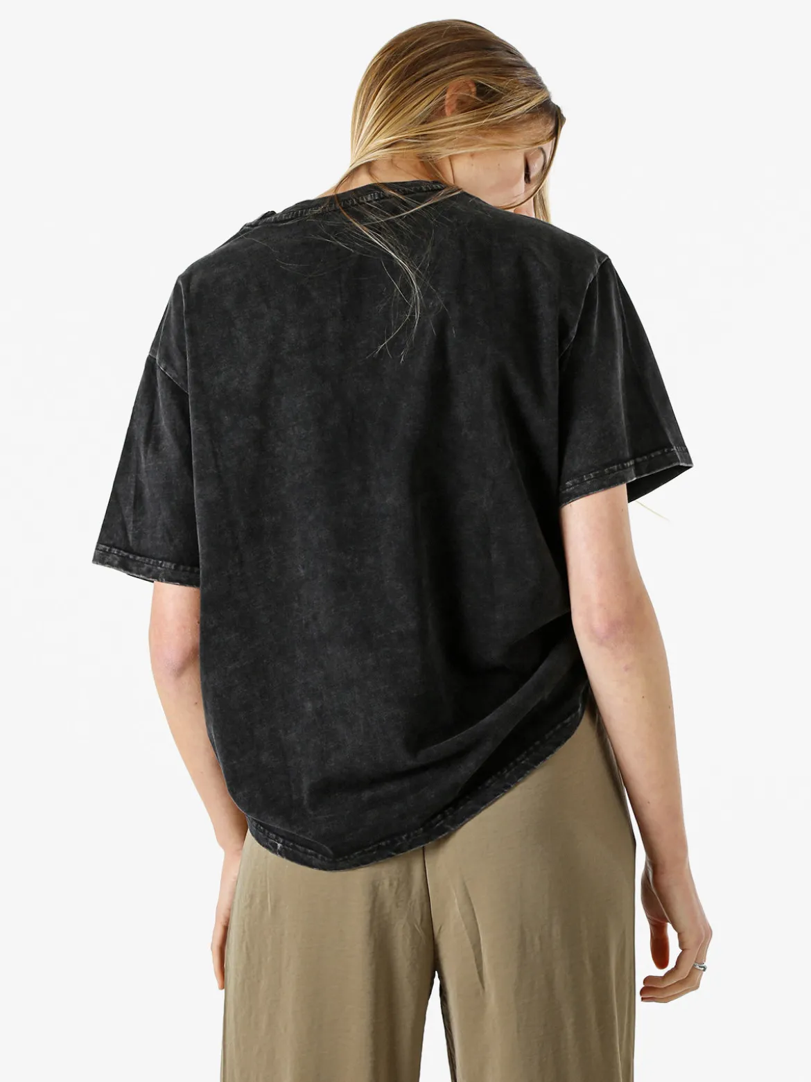 Solada T-shirt oversize da donna in cotone con stampa fiori - nero