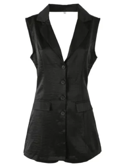 Solada Tuta corta a gilet da donna con schiena scoperta - nero