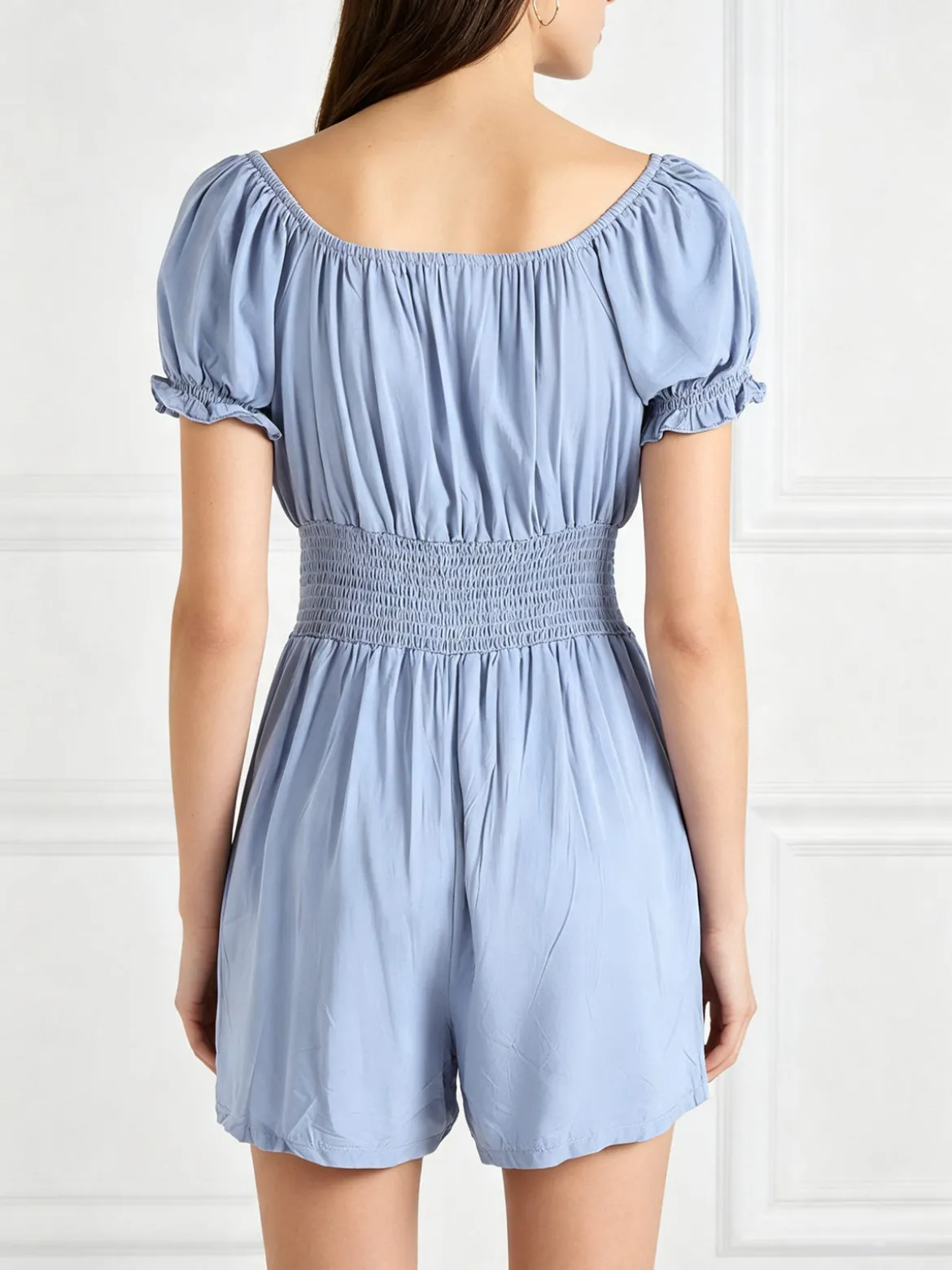 Solada Tuta jumpsuite corta da donna con scollo a barca - blu