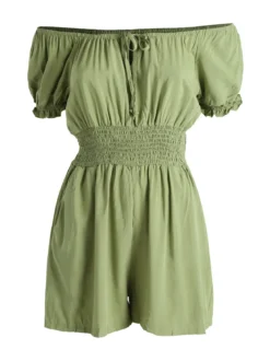 Solada Tuta jumpsuite corta da donna con scollo a barca - verde