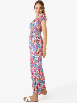 Solada Tuta jumpsuite da donna con stampa floreale e maniche corte - rosa