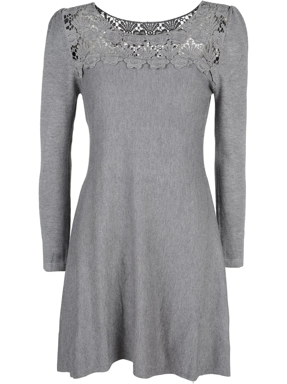 Solada Vestito da donna a maniche lunghe con scollo in pizzo macramè