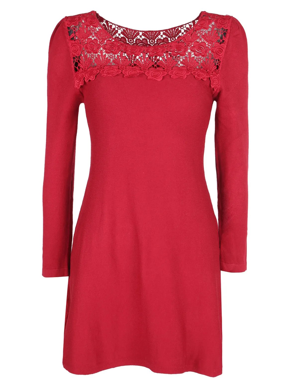 Solada Vestito da donna a maniche lunghe con scollo in pizzo macramè