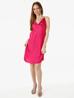 Solada Vestito da donna con spalline sottili e scollo a cascata - fucsia