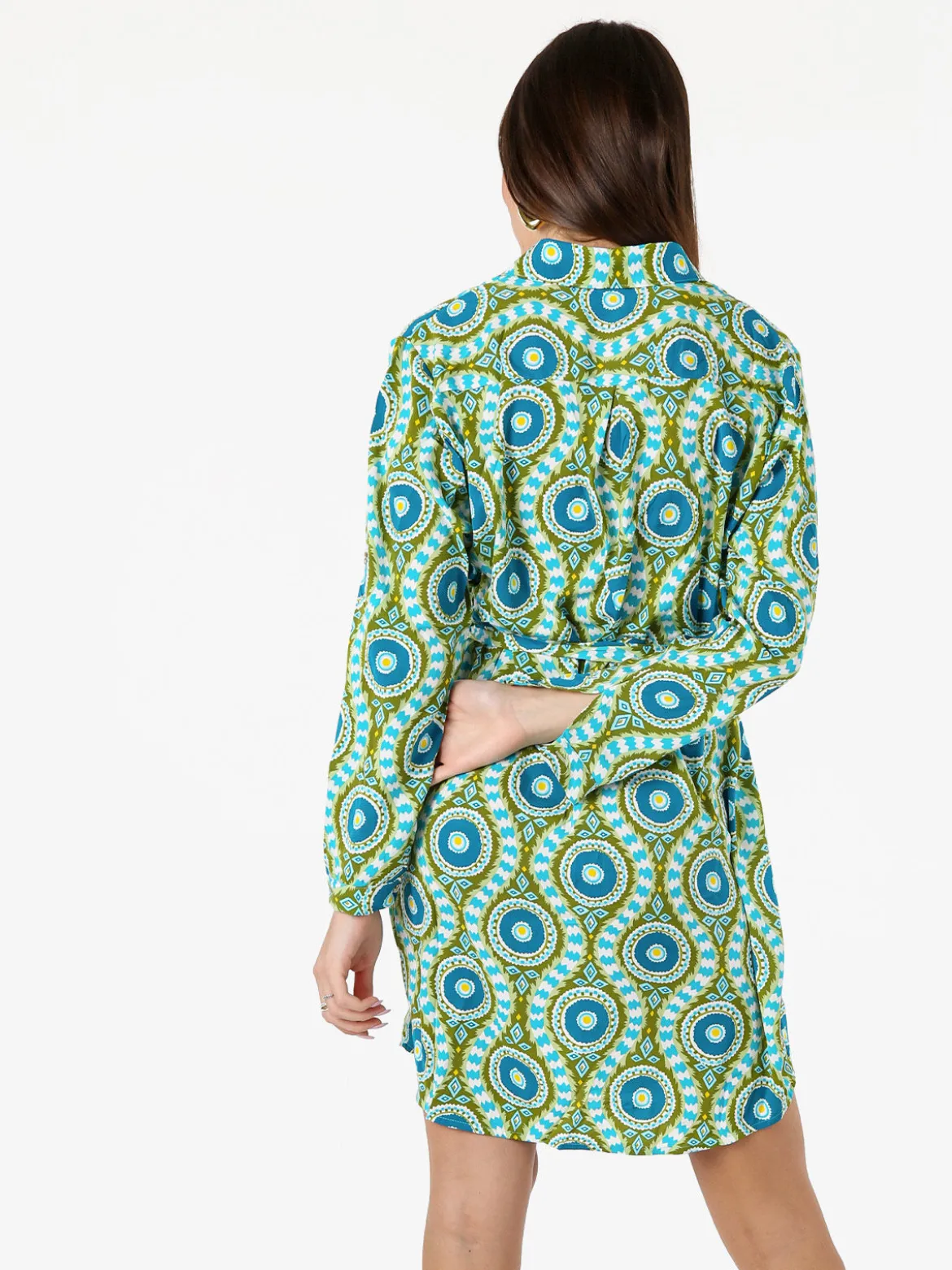 Solada Vestito donna a camicia con maniche lunghe e taschino - verde
