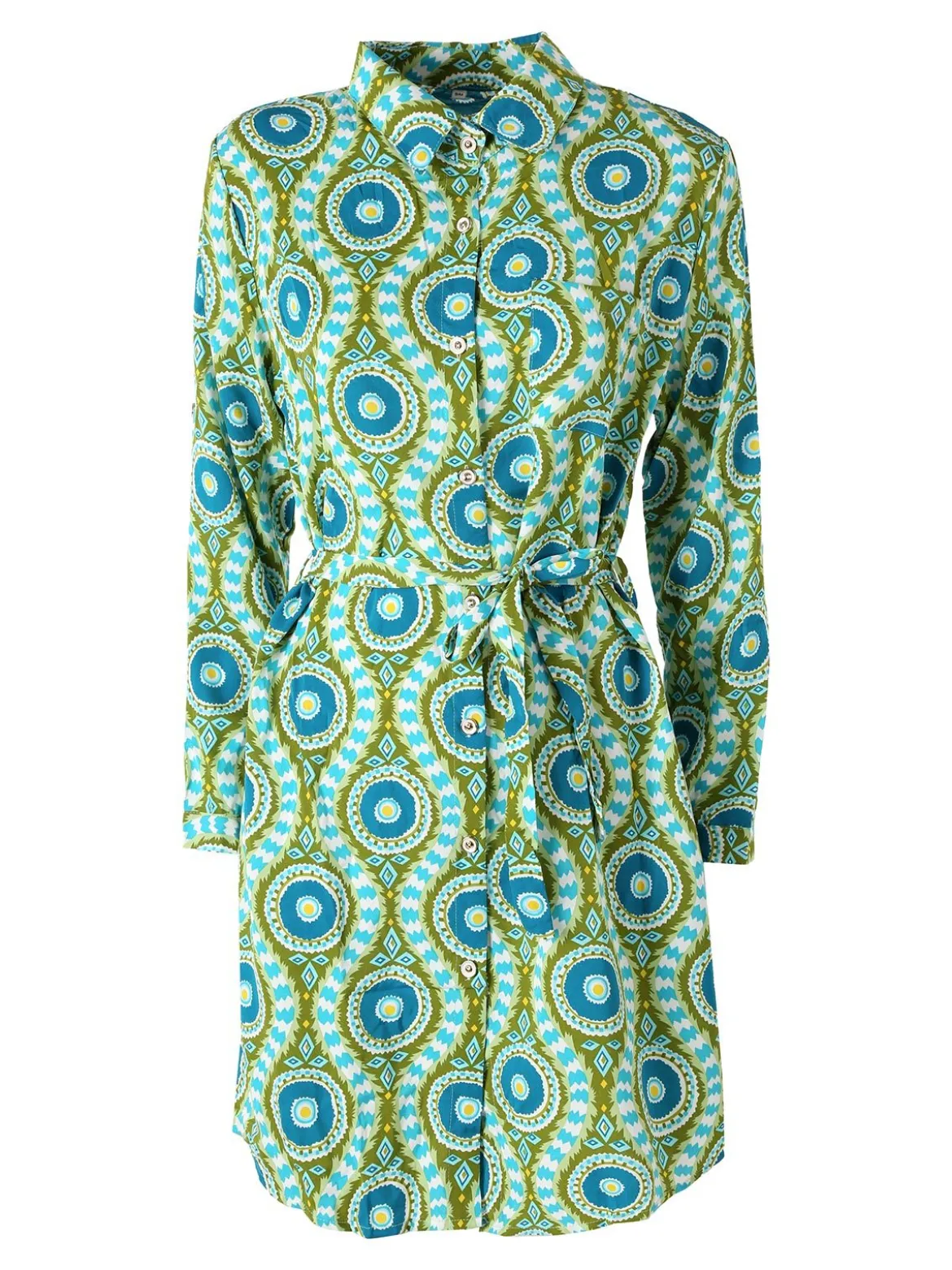 Solada Vestito donna a camicia con maniche lunghe e taschino - verde
