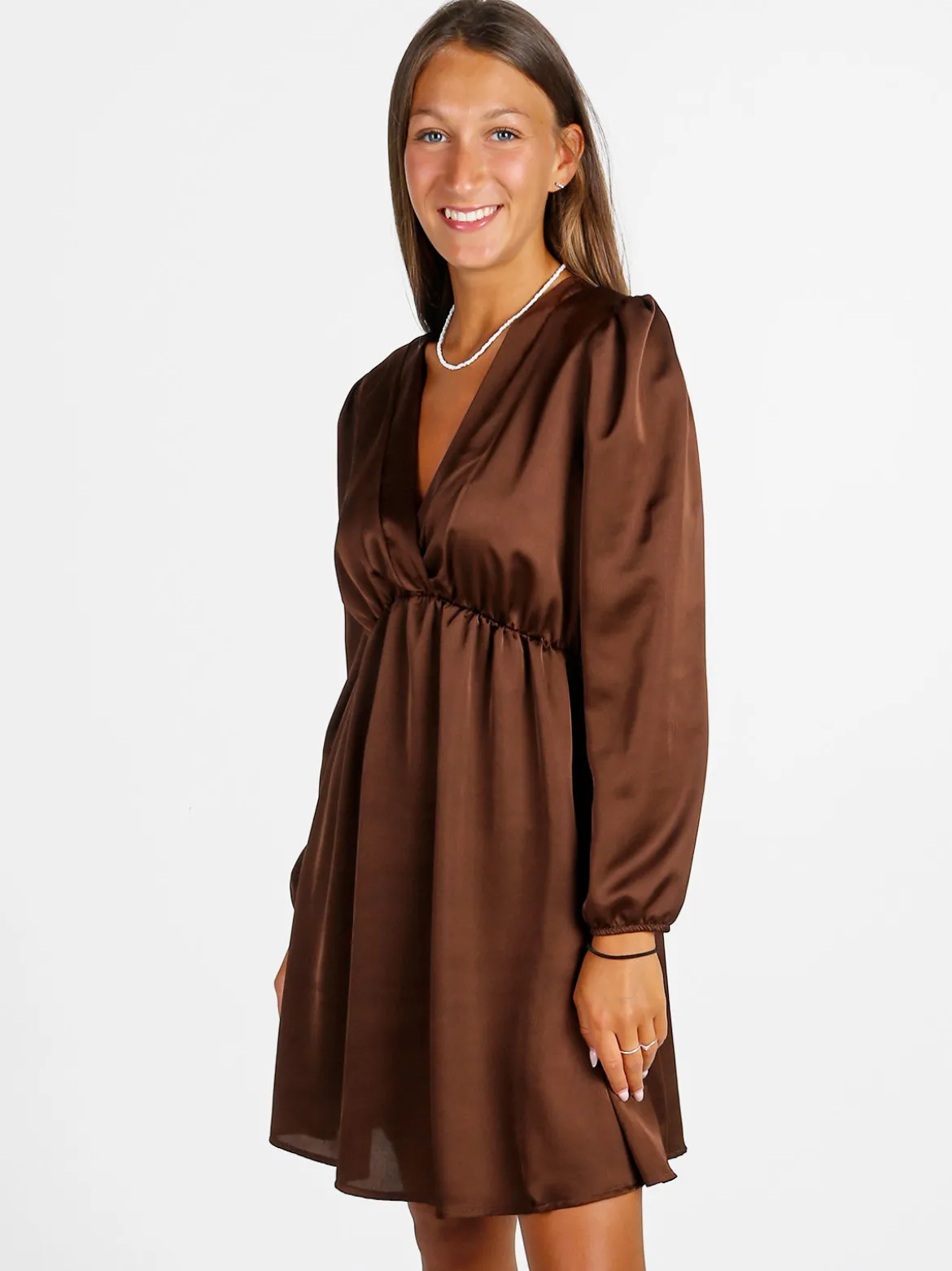 Solada Vestito donna a maniche lunghe con scollo a V - moro