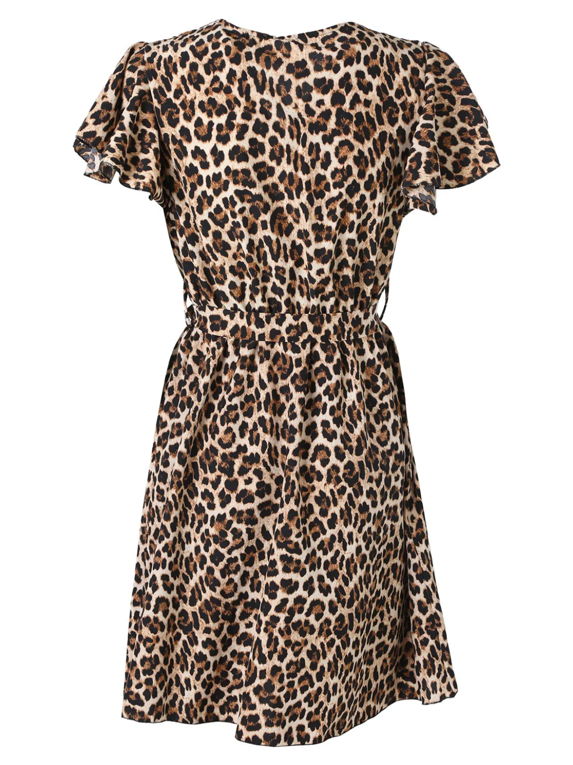 Solada Vestito donna animalier con maniche corte a volant - multicolore