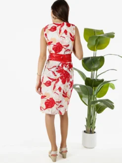 Solada Vestito donna a tubino senza maniche con stampa floreale - rosso