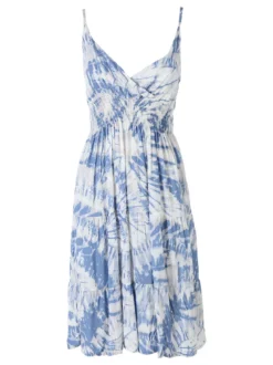 Solada Vestito donna in cotone con spalline strette - azzurro