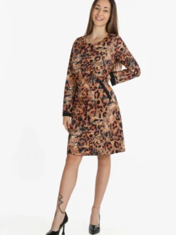 Solada Vestito donna manica lunga con stampa animalier