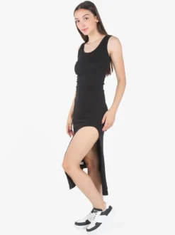 Solada Vestito donna smanicato a costine con spacco