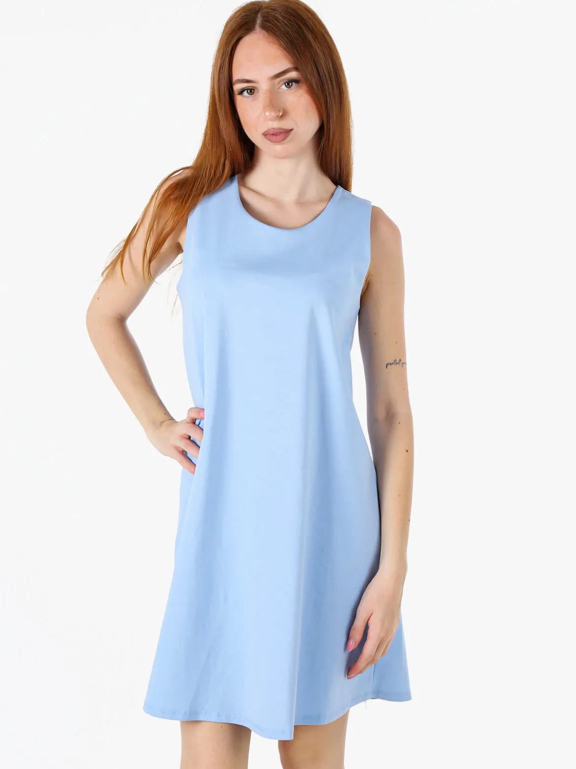 Solada Vestito donna svasato senza maniche - azzurro
